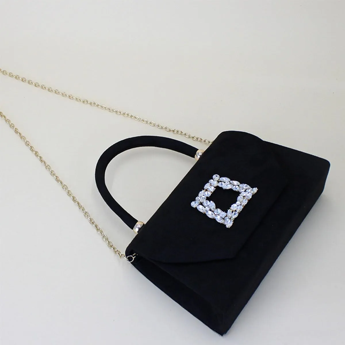 1 PCS Velvet Handbag with Crystal Embellishments evening bag,Suitable for banquets, party shopping