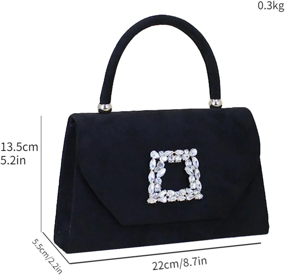1 PCS Velvet Handbag with Crystal Embellishments evening bag,Suitable for banquets, party shopping