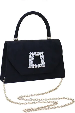 1 PCS Velvet Handbag with Crystal Embellishments evening bag,Suitable for banquets, party shopping