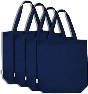 100% Cotton Canvas Shopping Tote Bag Grocery Bag 4-pack