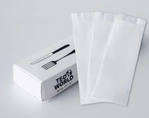 100 Pack 100% White Kraft Paper Bags, 2.75 x 10 inches White Plain Bag Kitchen Cutlery Utensils Holder (Box of 100 pcs)