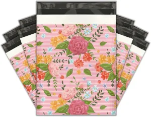 10x13 (100) Floral Roses Designer Poly Mailers Shipping Envelopes Premium Printed Bags