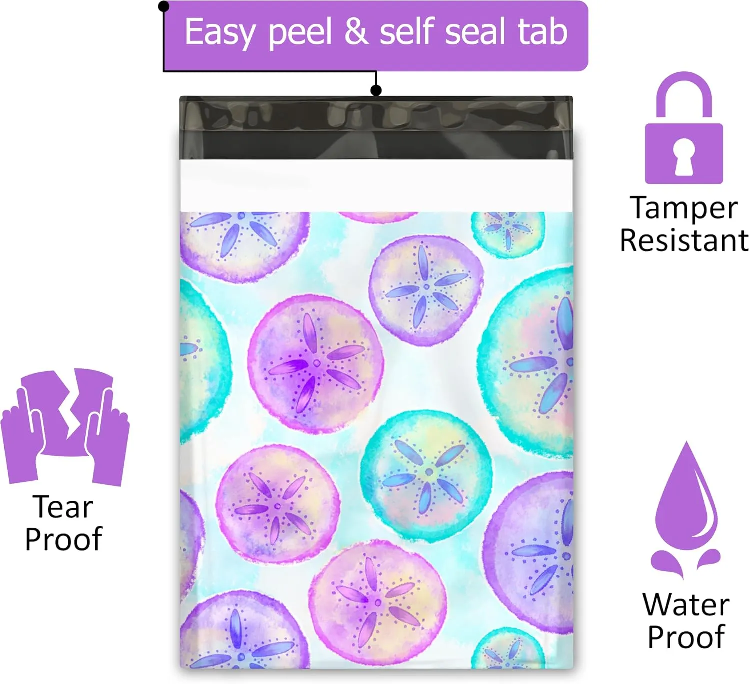 10x13 (100) Sand Dollar Designer Poly Mailers Waterproof Self Sealing Tear Resistant Polymailers Shipping Envelopes Premium Printed Bags For Small Businesses