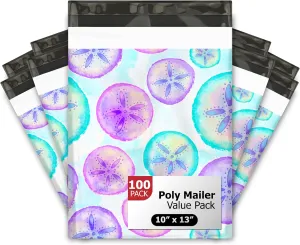 10x13 (100) Sand Dollar Designer Poly Mailers Waterproof Self Sealing Tear Resistant Polymailers Shipping Envelopes Premium Printed Bags For Small Businesses