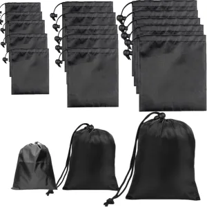 15packs Drawstring Bag String with Toggle - 15Pcs 3Size Nylon Cinch Gym Drawstring Ditty Bag Stuff Sack Storage Pouch with Toggle for Travel, Shoes Bag
