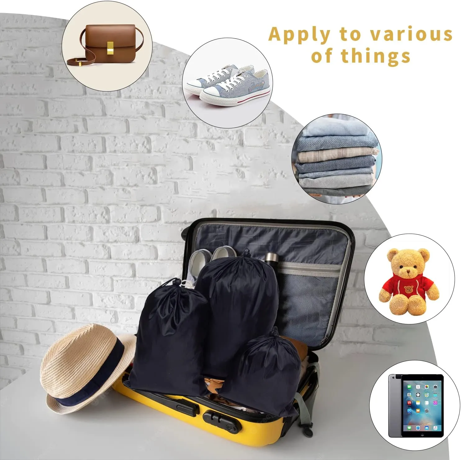 15packs Drawstring Bag String with Toggle - 15Pcs 3Size Nylon Cinch Gym Drawstring Ditty Bag Stuff Sack Storage Pouch with Toggle for Travel, Shoes Bag