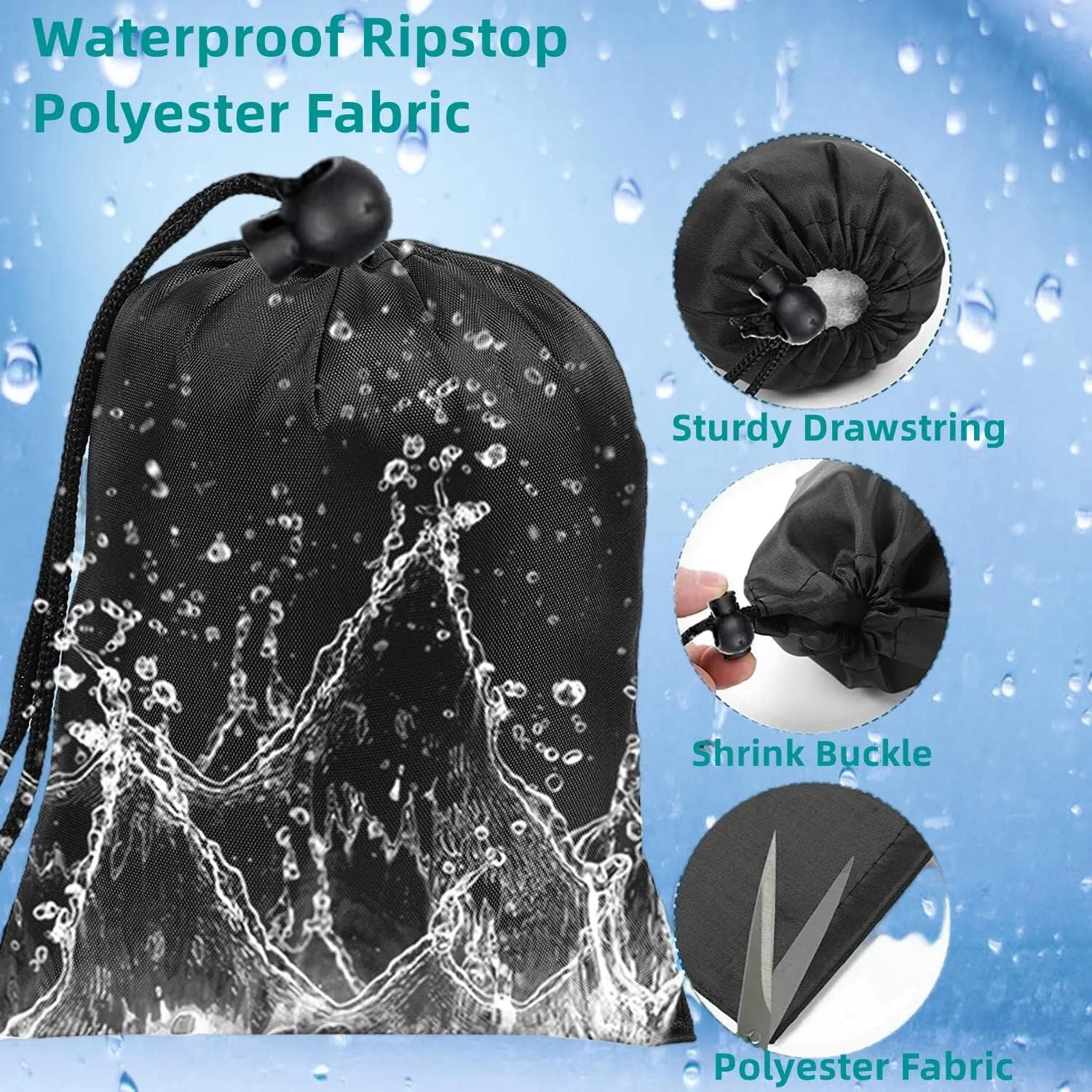 15packs Drawstring Bag String with Toggle - 15Pcs 3Size Nylon Cinch Gym Drawstring Ditty Bag Stuff Sack Storage Pouch with Toggle for Travel, Shoes Bag