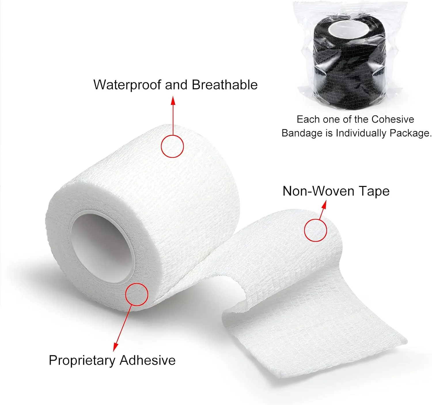 16 Rolls Self Adhesive Wrap Athletic Tape Gauze,Medical Bandage,Breathable Elastic Cohesive Bandage for Sports Injury & Pet (Rainbow)
