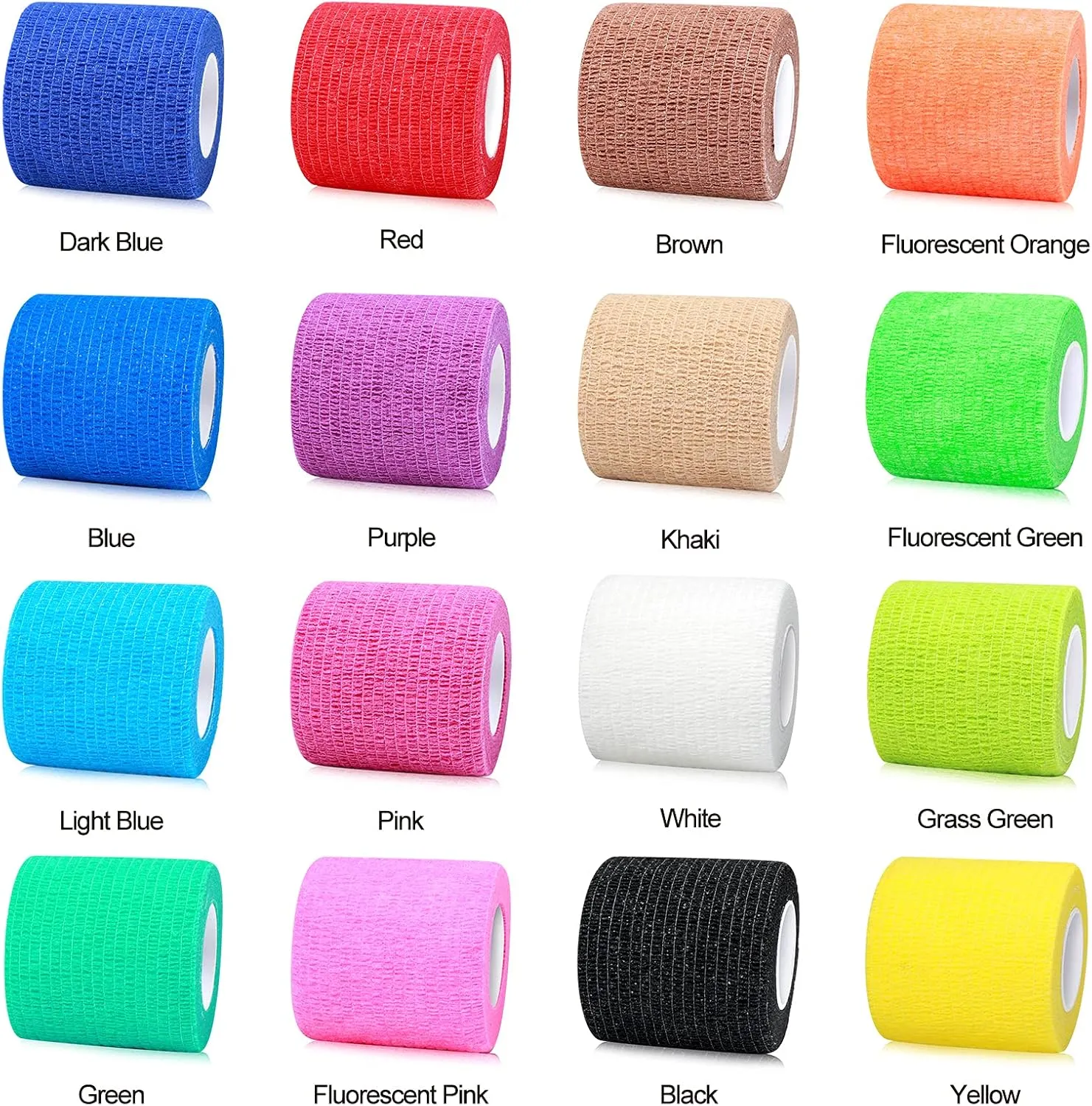 16 Rolls Self Adhesive Wrap Athletic Tape Gauze,Medical Bandage,Breathable Elastic Cohesive Bandage for Sports Injury & Pet (Rainbow)