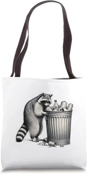 19th-Century Raccoon's Urban Forage Illustration Tote Bag