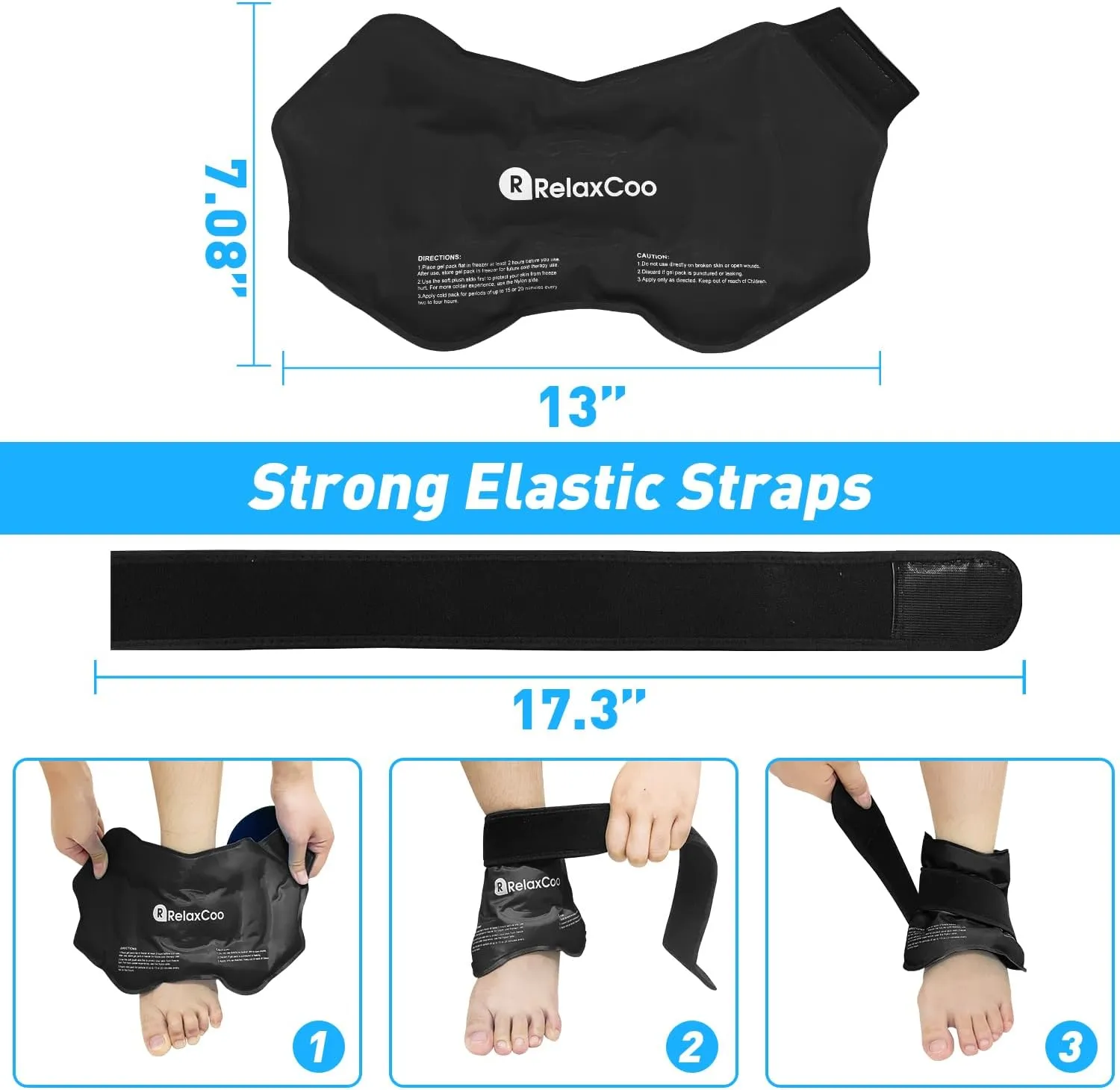 2 Ankle Ice Pack Wrap for Swelling, Reusable Gel Ice Pack for Ankle Injuries, Cold Compress Therapy for Foot Pain Relief, Achilles Tendonitis, Plantar Fasciitis, Sprains