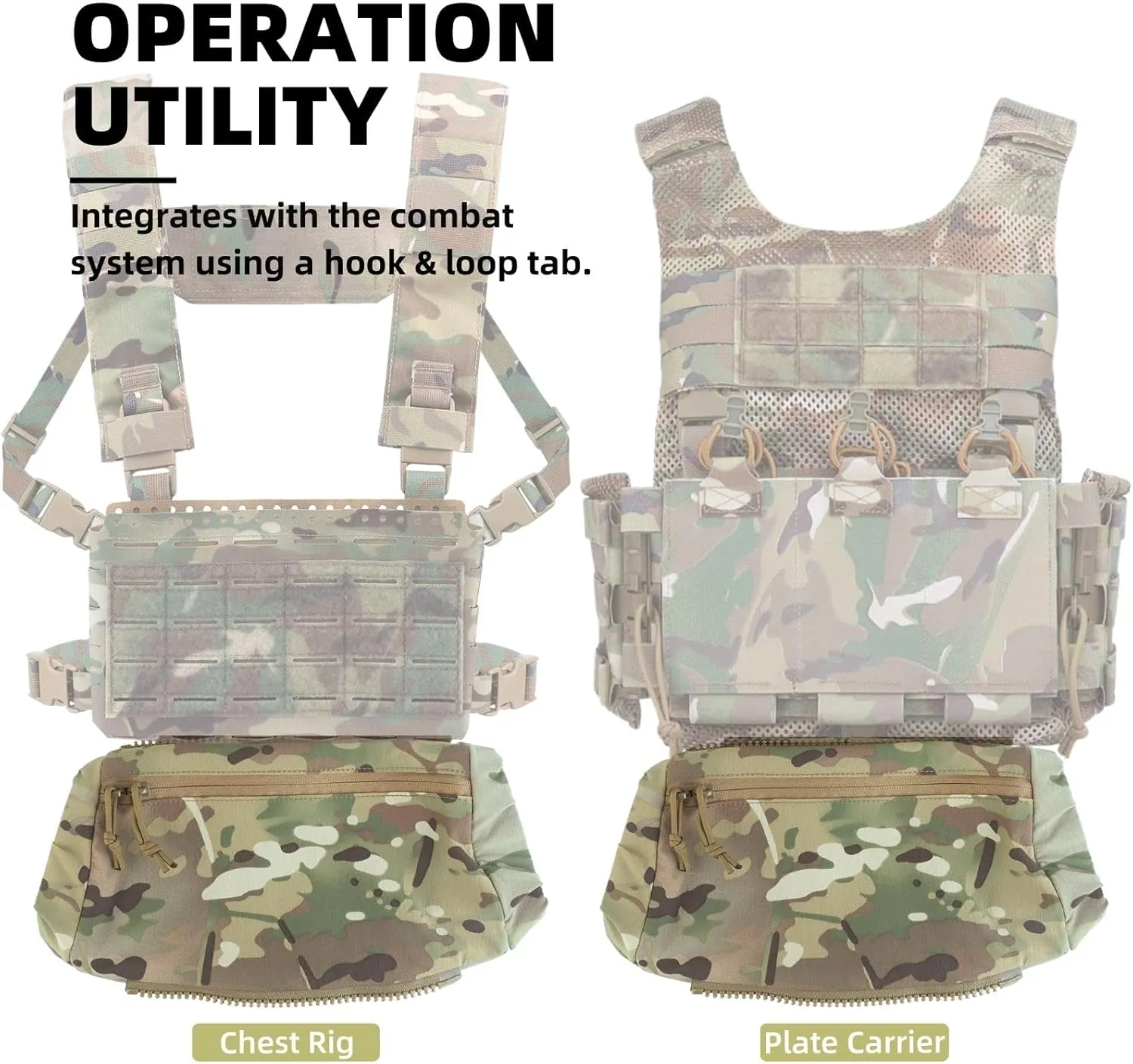 2 in 1 Handwarmer & Tactical Drop Pouch/Waist Bag. Plate Carrier Vest Chest Rig Hook Loop Dangler or 26-52 in Buckle Strap EDC Fanny Pack, Muff for Winter Outdoor/Camping/Hunting/Football/Fishing
