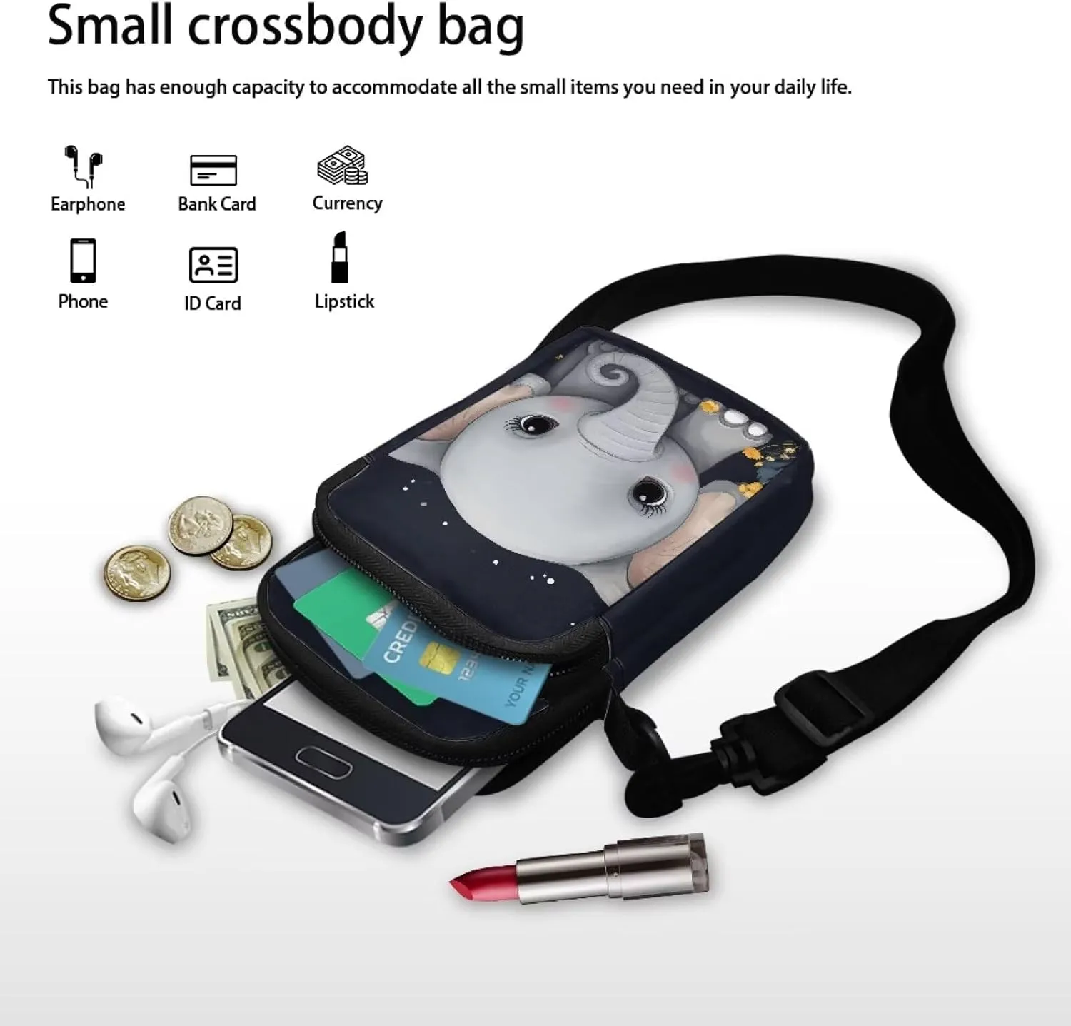 2 Layer Small Crossbody Bags for Women Men, Messenger Bags Waist Case Pack