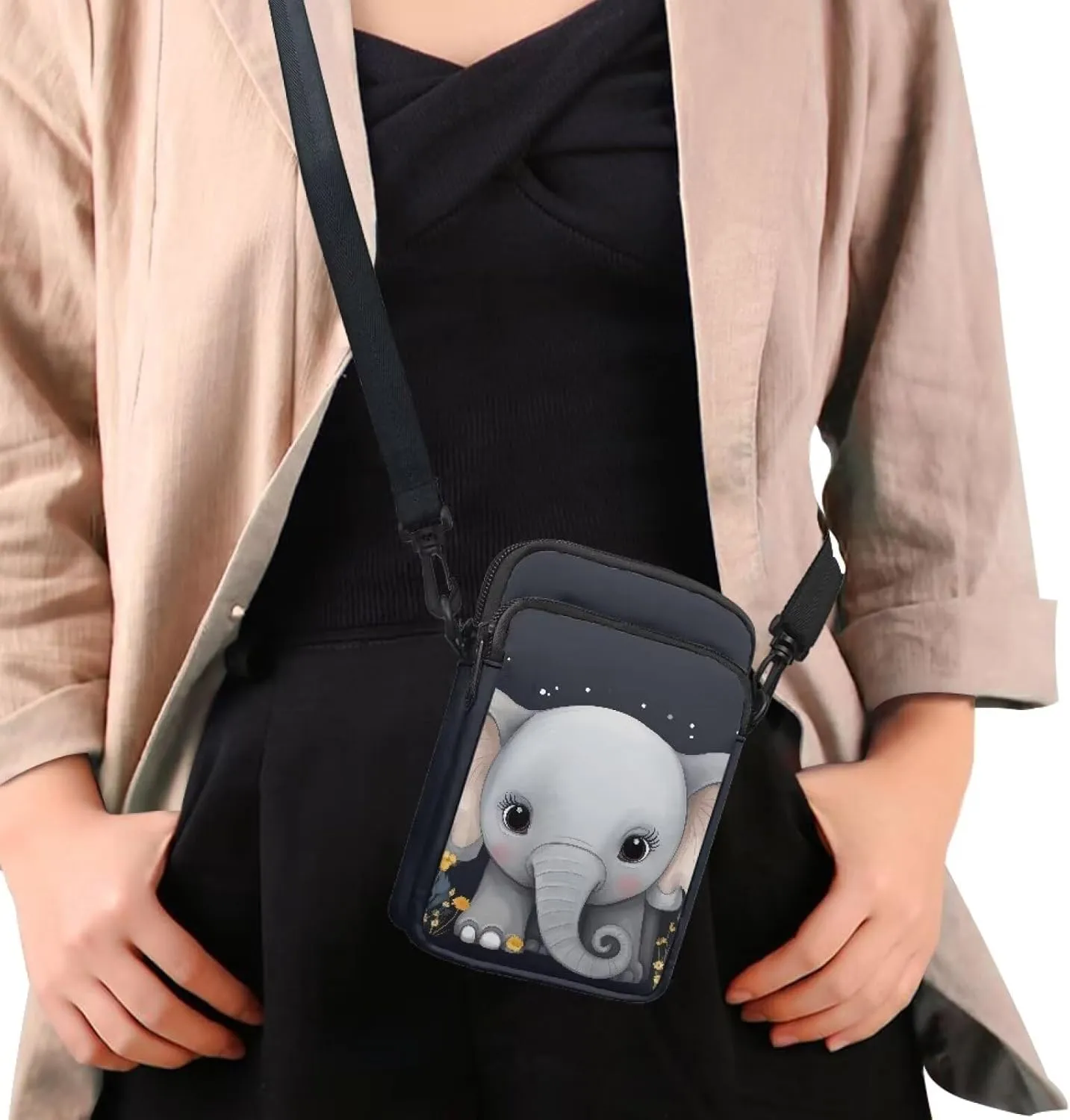2 Layer Small Crossbody Bags for Women Men, Messenger Bags Waist Case Pack
