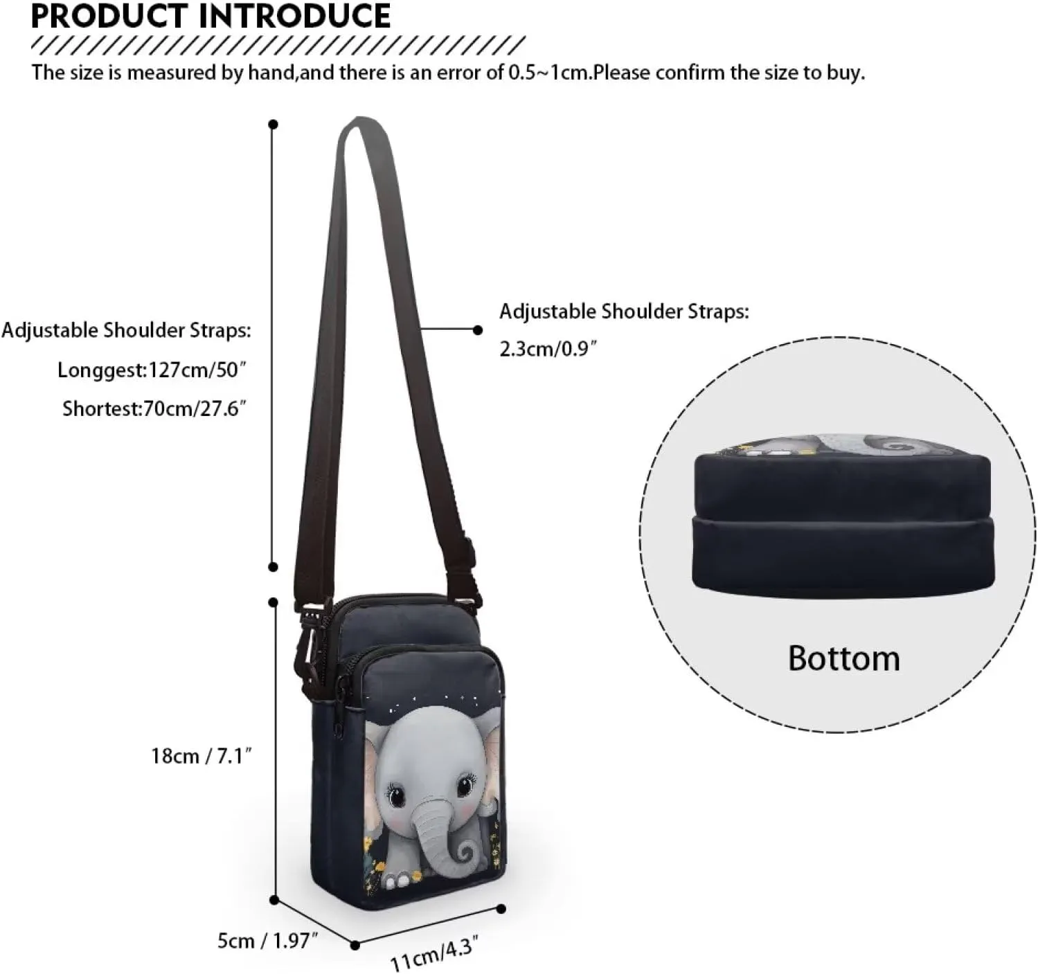 2 Layer Small Crossbody Bags for Women Men, Messenger Bags Waist Case Pack
