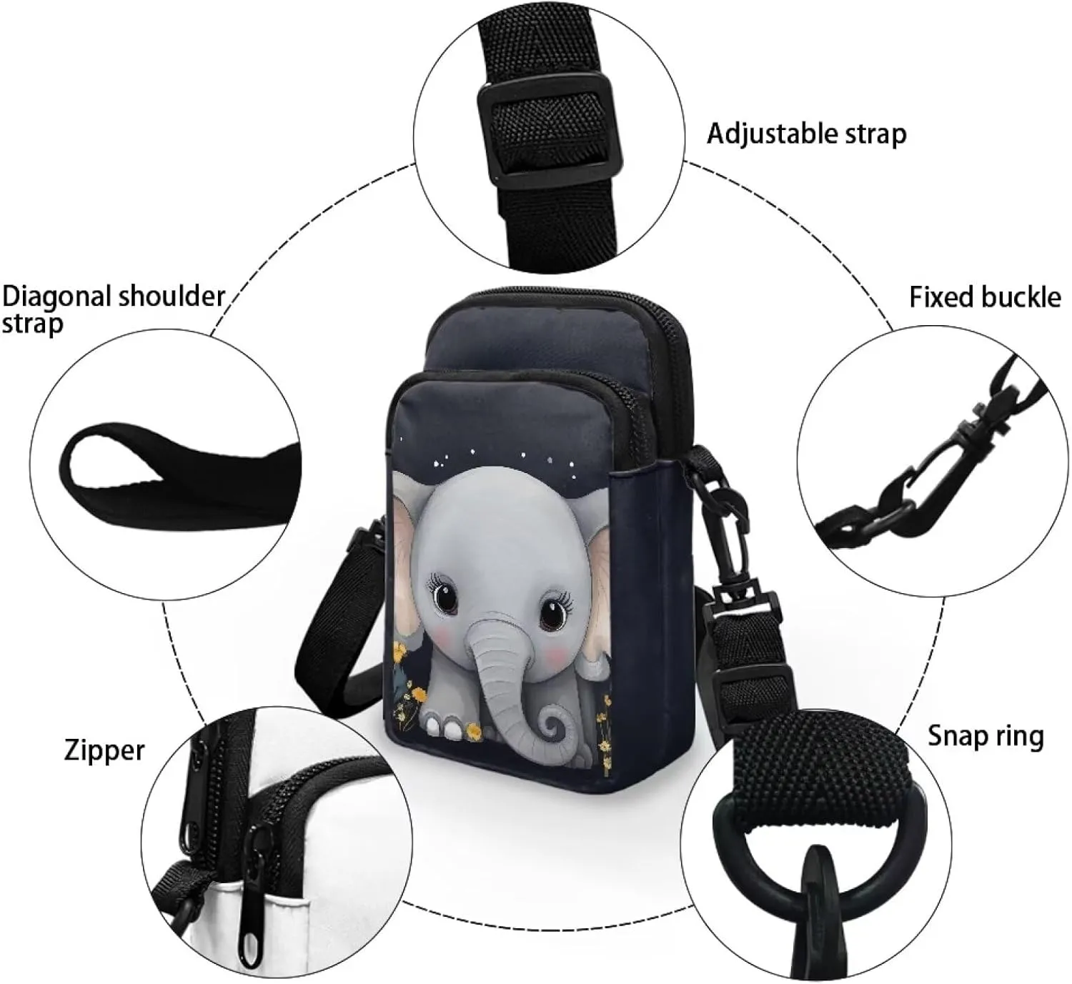 2 Layer Small Crossbody Bags for Women Men, Messenger Bags Waist Case Pack