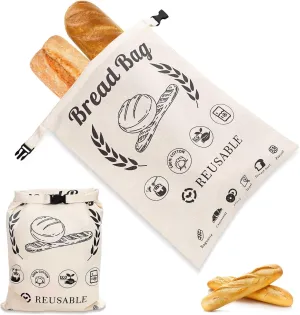 2 Pack Reusable Bread Bag for Homemade Bread, XL Sourdough Bread Bags Cotton Bags for Bread, Bread Storage for Homemade Bread, Sourdough Storage Bag(13x17inch)