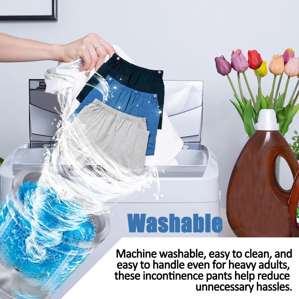 2-Pack Urine Bag Pants for Patient, Ostomy Drainage Trousers, Incontinence and Catheter Bag Pants (27-46" W)