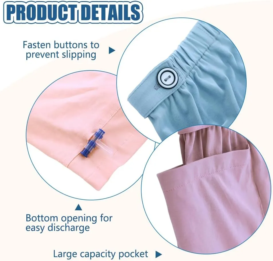 2-Pack Urine Bag Pants for Patient, Ostomy Drainage Trousers, Incontinence and Catheter Bag Pants (27-46" W)