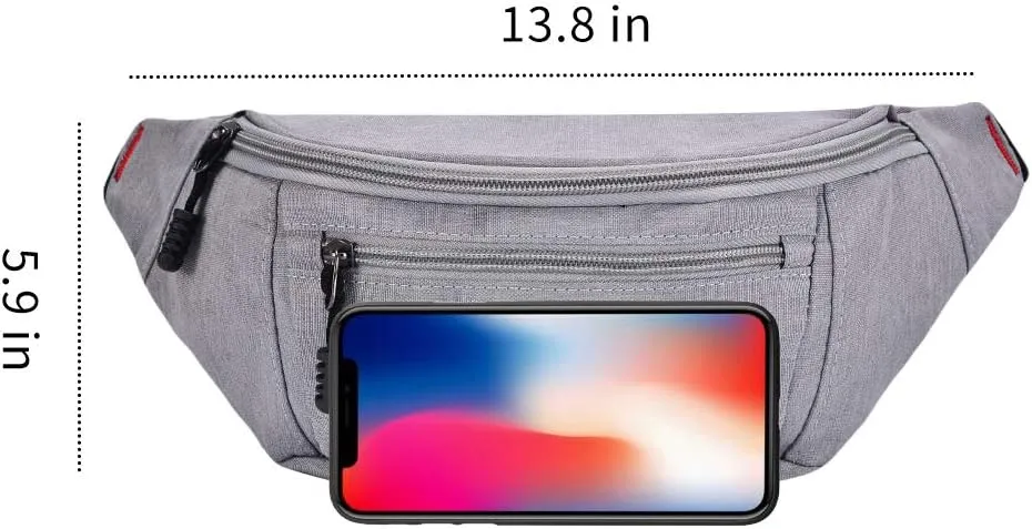 2 Packs Fanny Packs for Men and Women, Water Resistant Sports Waist Pack Bag Bum Bag for Travel Hiking Running (Black   Gray)