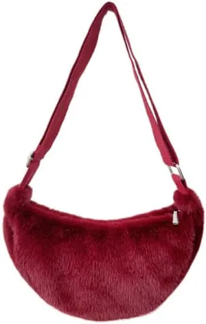 2024 Women's Plush Crossbody Dumpling Bag, Smart Casual Crossbody Shoulder Bag Y2K Purse Women's Crescent Bag