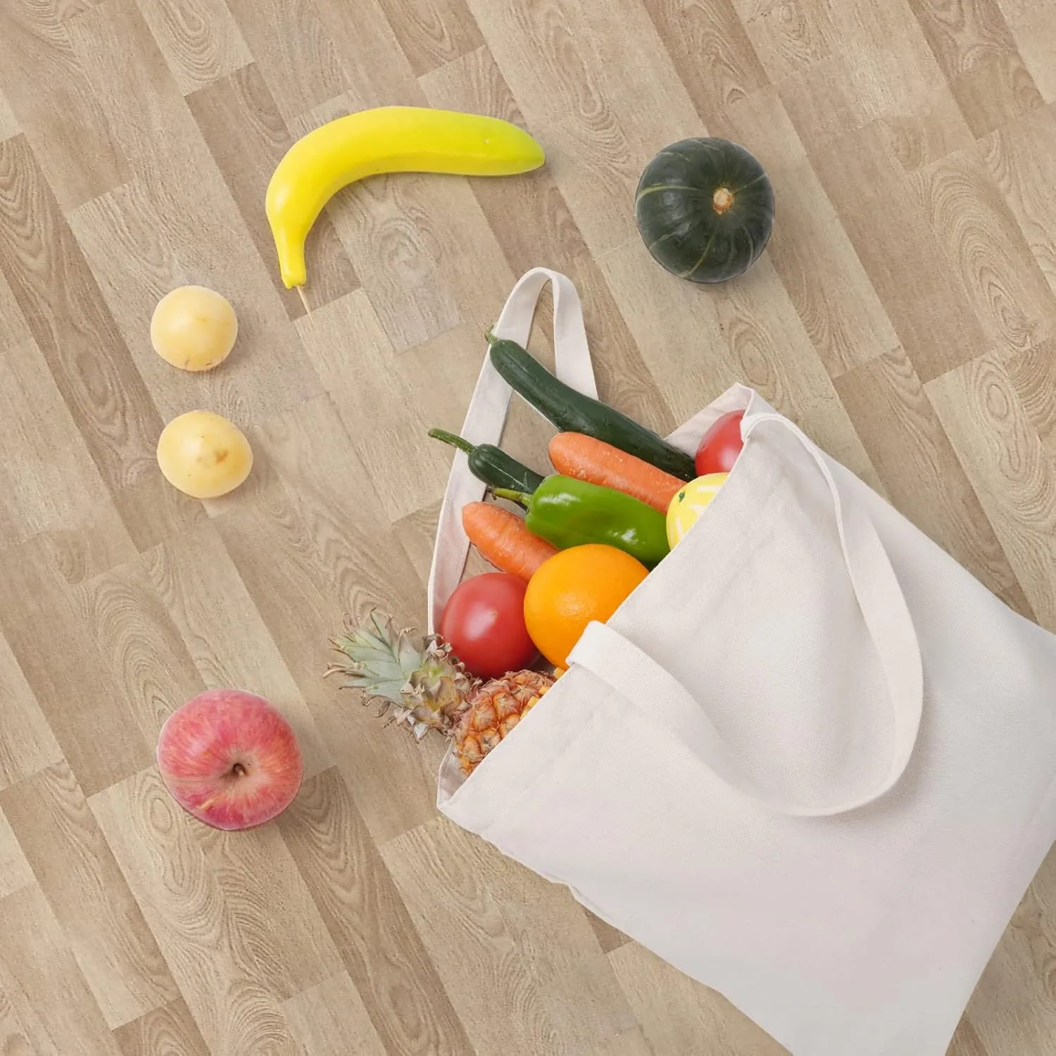 2Pcs Cotton Canvas Tote Bags 15.7" L x 13" H x 3.9" W DIY Crafts Blank Plain Natural Canvas Bag,Great Wedding Gift