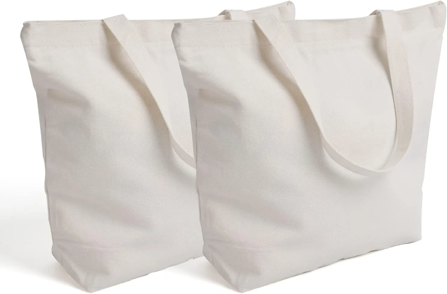 2Pcs Cotton Canvas Tote Bags 15.7" L x 13" H x 3.9" W DIY Crafts Blank Plain Natural Canvas Bag,Great Wedding Gift