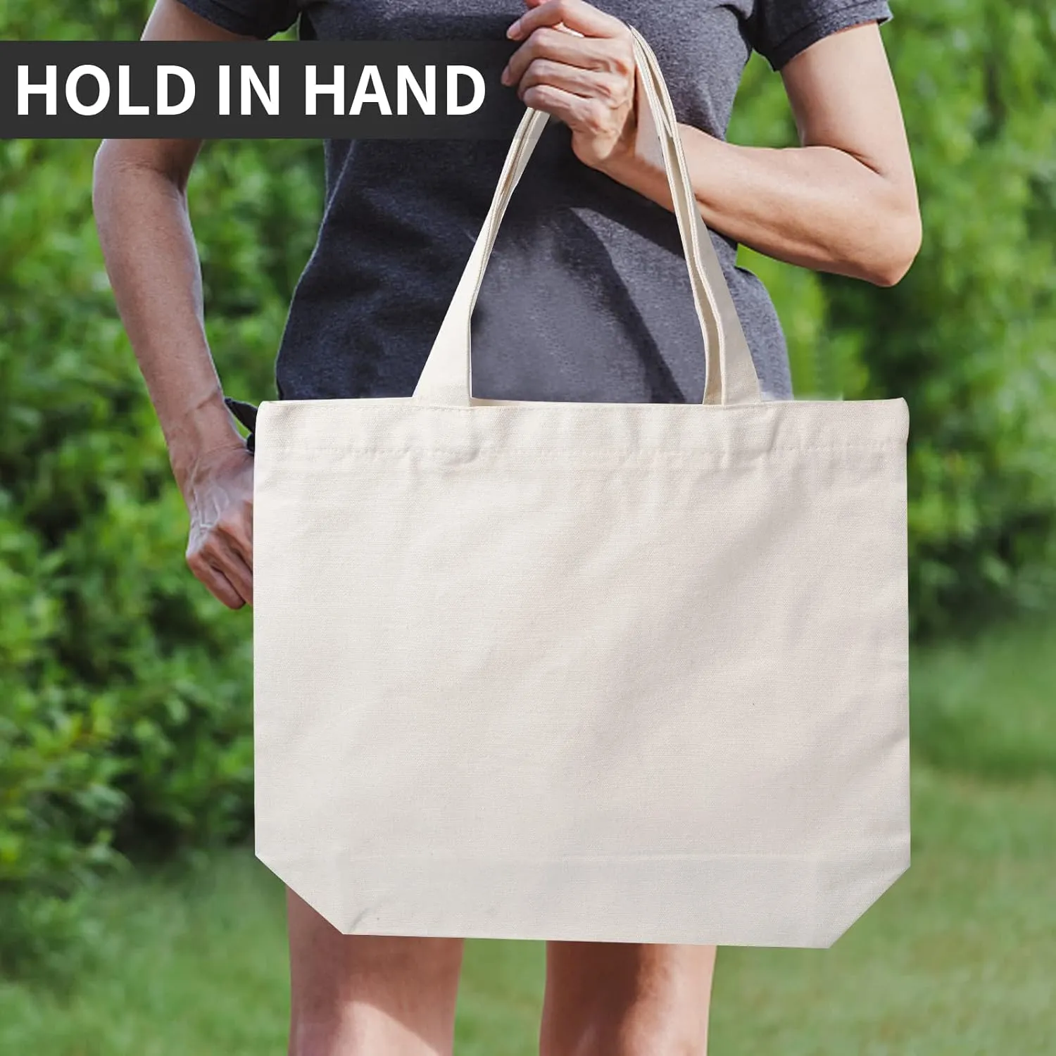 2Pcs Cotton Canvas Tote Bags 15.7" L x 13" H x 3.9" W DIY Crafts Blank Plain Natural Canvas Bag,Great Wedding Gift