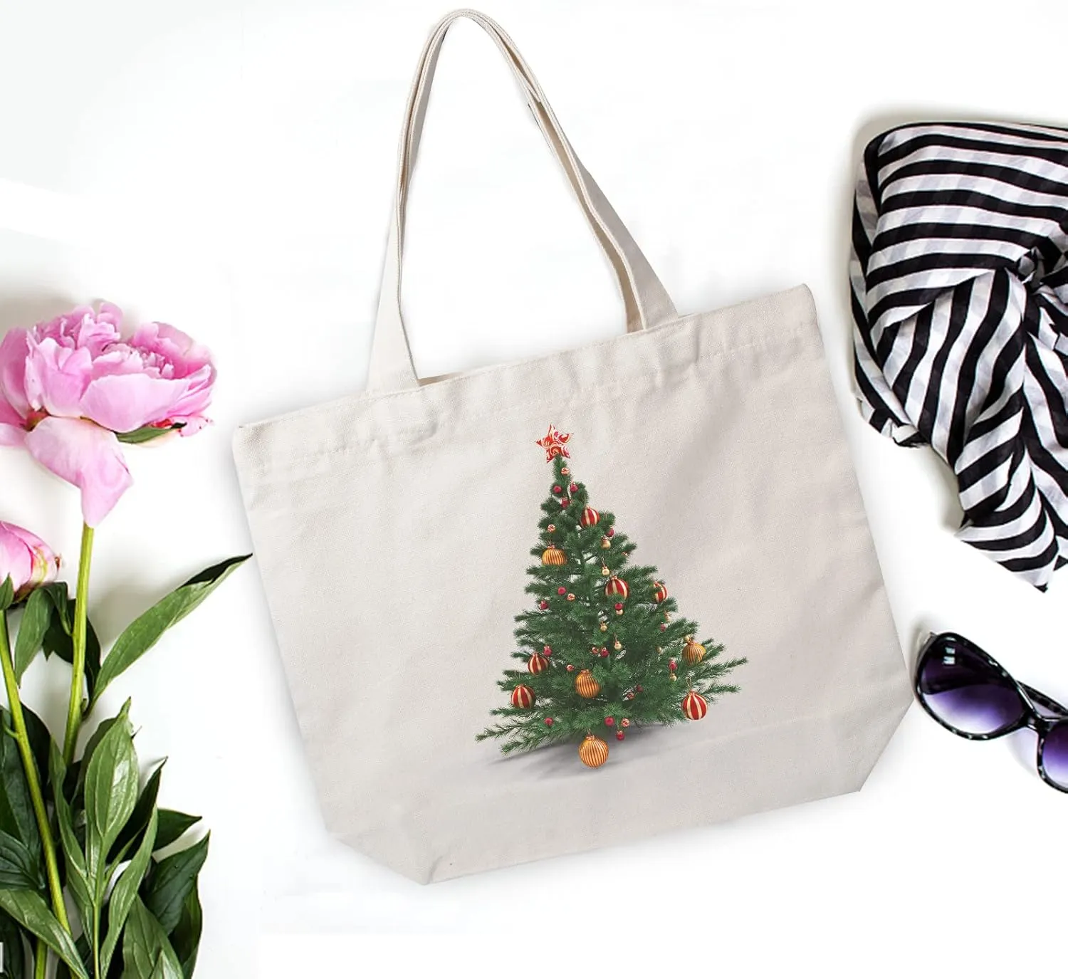 2Pcs Cotton Canvas Tote Bags 15.7" L x 13" H x 3.9" W DIY Crafts Blank Plain Natural Canvas Bag,Great Wedding Gift
