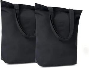 2Pcs Cotton Canvas Tote Bags 15.7" L x 13" H x 3.9" W DIY Crafts Blank Plain Natural Canvas Bag,Great Wedding Gift