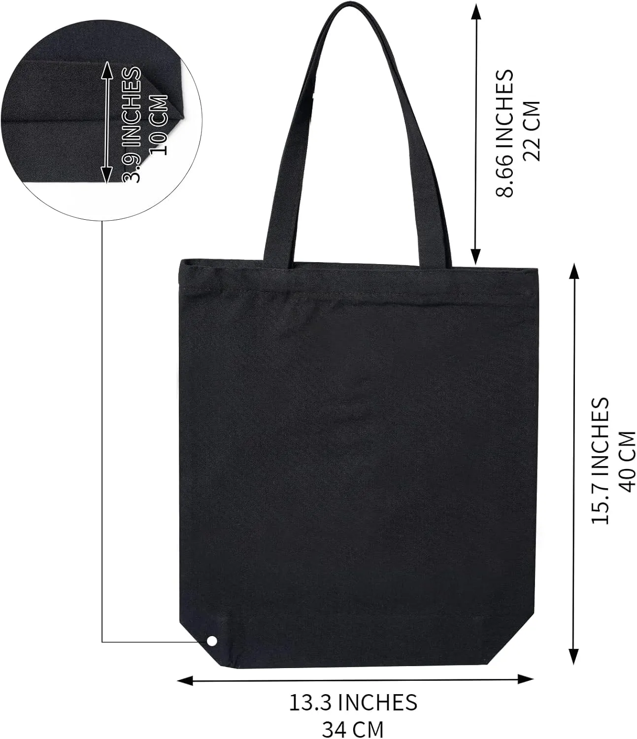 2Pcs Cotton Canvas Tote Bags 15.7" L x 13" H x 3.9" W DIY Crafts Blank Plain Natural Canvas Bag,Great Wedding Gift