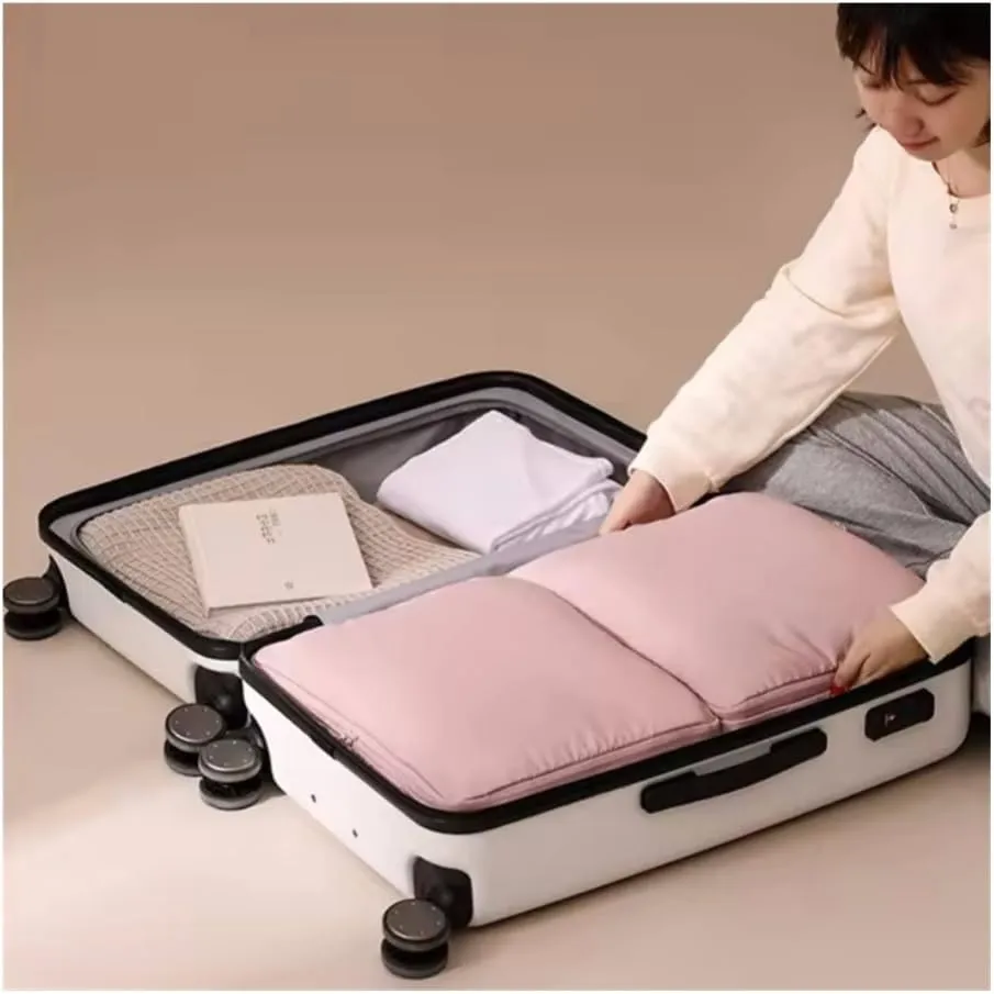 2Pcs Home Large Capacity Clothes Storage Bag Travel Collapsible Compression Bag Portable Handheld Compression Packing Bag(Pink,40X30X18cm)