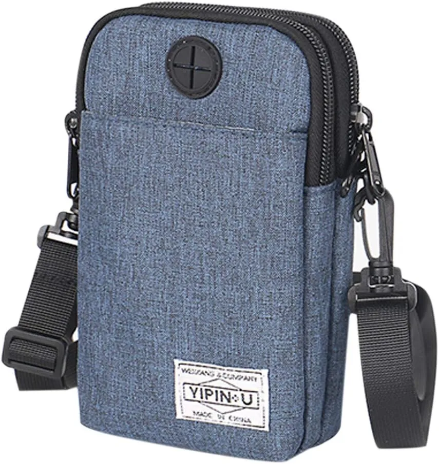 3-Layers Waterproof Cell Phone Pouch Crossbody Purse Oxford Fabric Belt Bag Wallet for Men Women