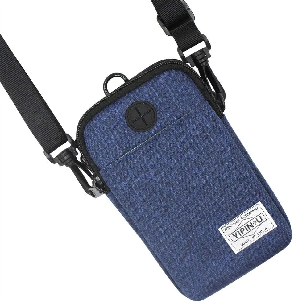 3-Layers Waterproof Cell Phone Pouch Crossbody Purse Oxford Fabric Belt Bag Wallet for Men Women