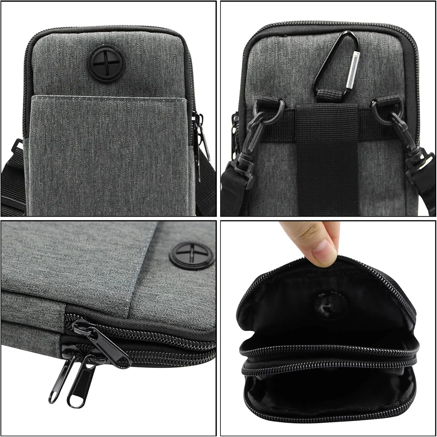 3-Layers Waterproof Cell Phone Pouch Crossbody Purse Oxford Fabric Belt Bag Wallet for Men Women