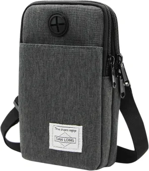3-Layers Waterproof Cell Phone Pouch Crossbody Purse Oxford Fabric Belt Bag Wallet for Men Women