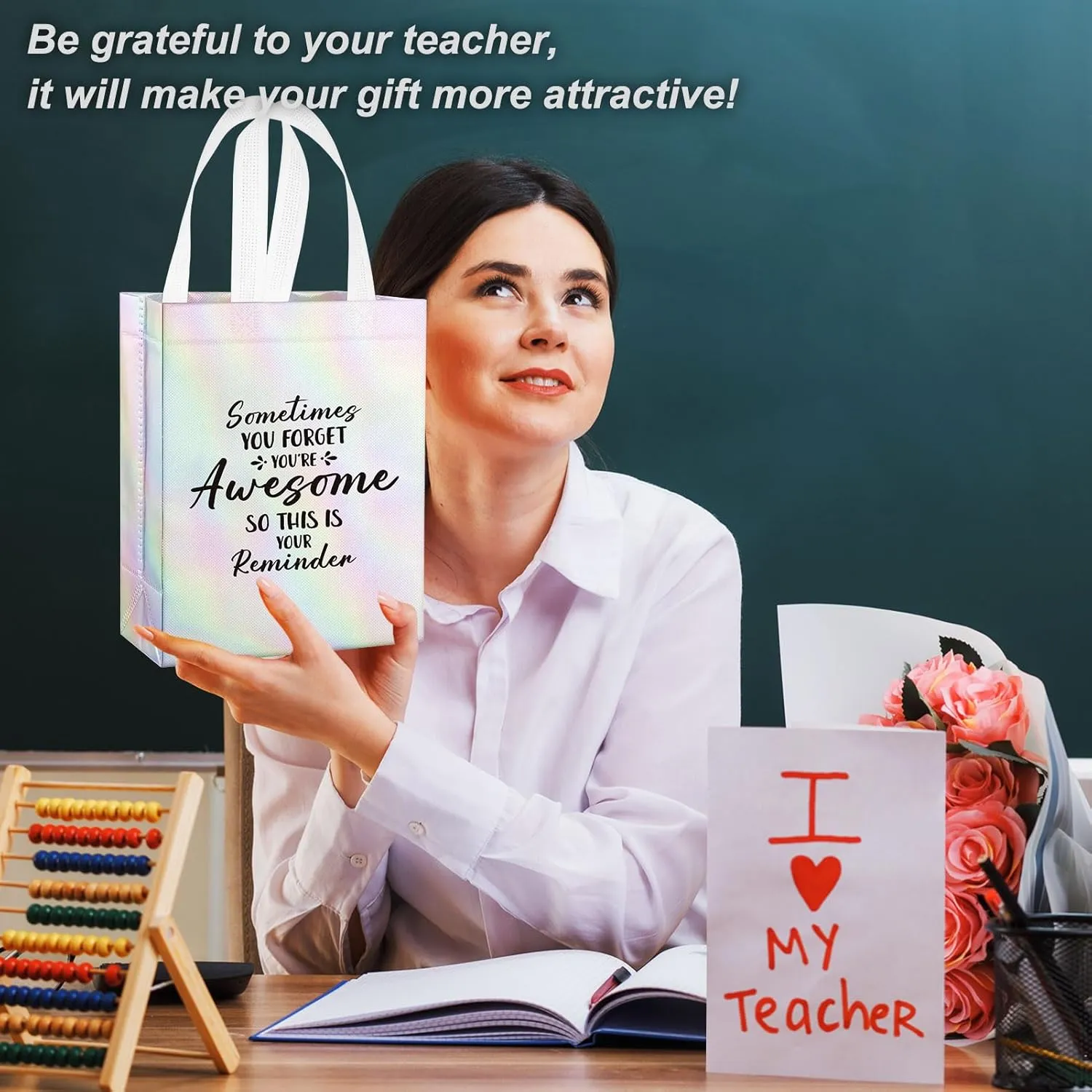 36 Pcs Thank You Reusable Gift Bags Employee Appreciation Gift Bags Sometimes You Forget You're Awesome Team Appreciation Gift for Employee Teacher Student Coworker Secretary Assistant Gift(Silver)