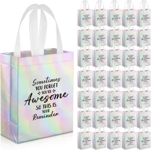 36 Pcs Thank You Reusable Gift Bags Employee Appreciation Gift Bags Sometimes You Forget You're Awesome Team Appreciation Gift for Employee Teacher Student Coworker Secretary Assistant Gift(Silver)