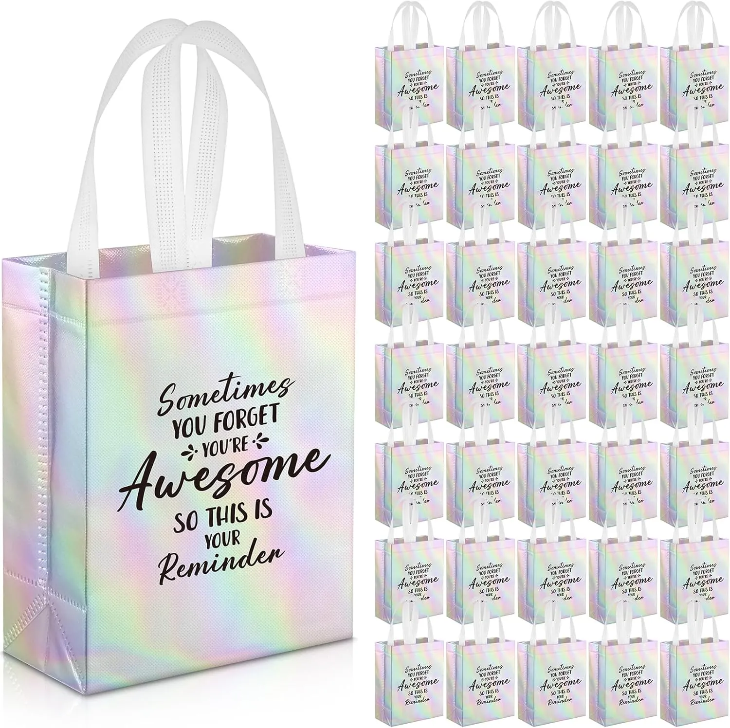 36 Pcs Thank You Reusable Gift Bags Employee Appreciation Gift Bags Sometimes You Forget You're Awesome Team Appreciation Gift for Employee Teacher Student Coworker Secretary Assistant Gift(Silver)