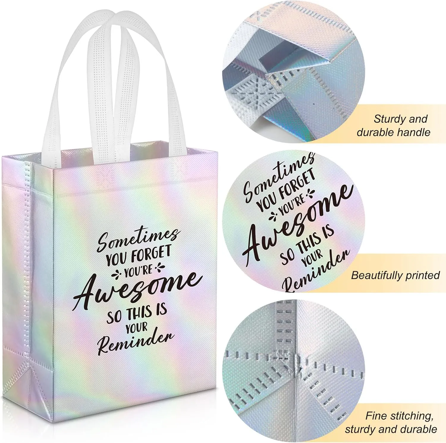 36 Pcs Thank You Reusable Gift Bags Employee Appreciation Gift Bags Sometimes You Forget You're Awesome Team Appreciation Gift for Employee Teacher Student Coworker Secretary Assistant Gift(Silver)