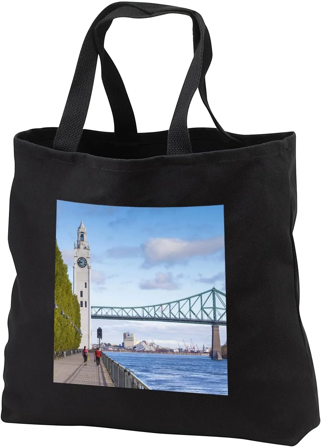 3dRose Canada Montreal.Old Port, Sailors Memorial Clock, Jacques Cartier Br. - Tote Bags (tb_329975)