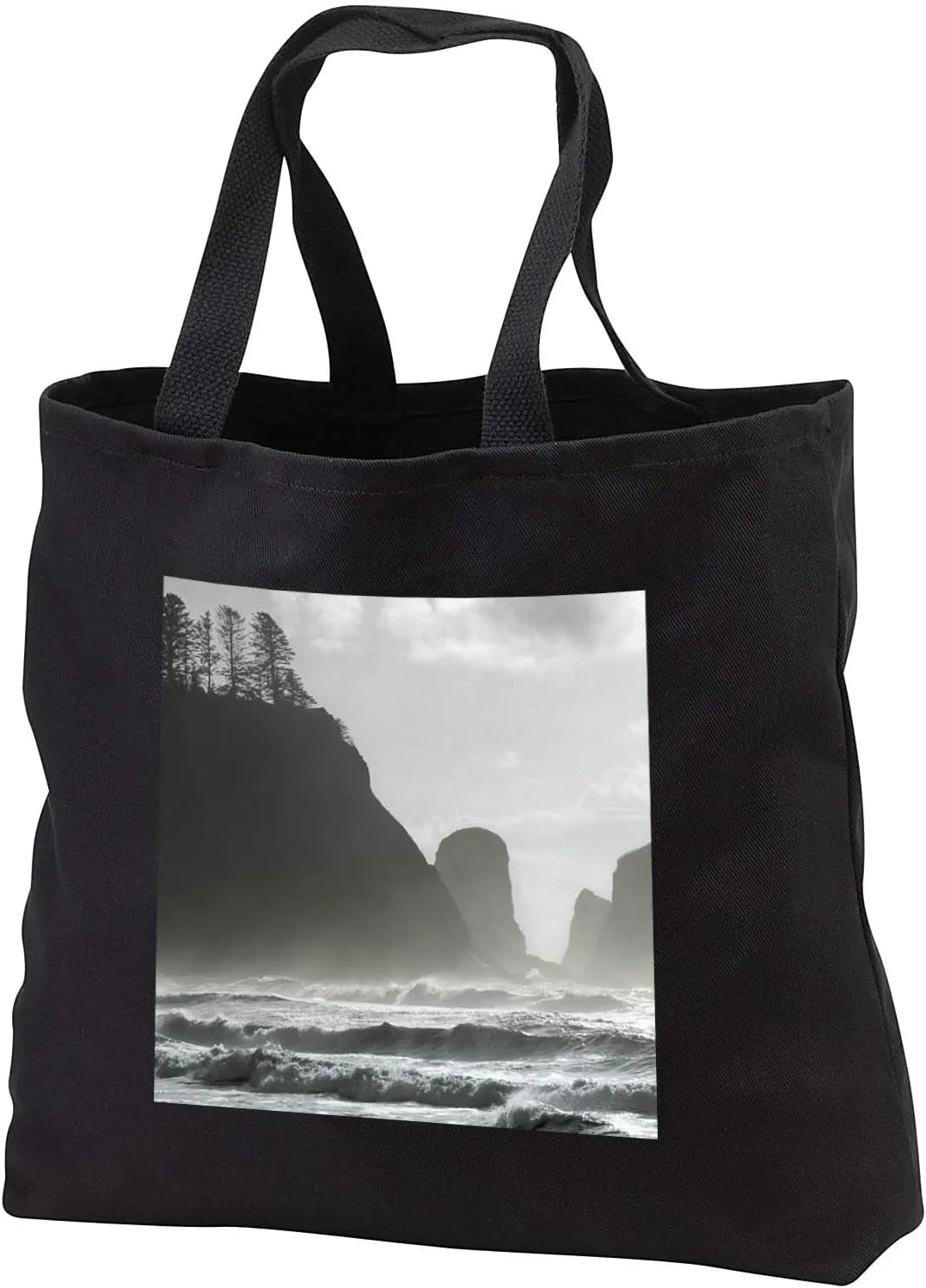 3dRose La Push, WA. Pacific Ocean waves and sea stacks, Olympic NP. - Tote Bags (tb_333120)