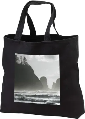 3dRose La Push, WA. Pacific Ocean waves and sea stacks, Olympic NP. - Tote Bags (tb_333120)