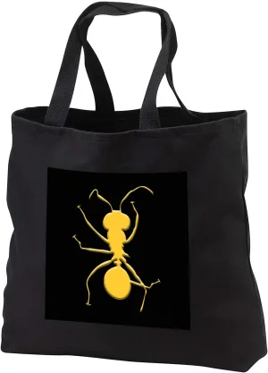 3dRose Silhouette image of an ant insect. Yellow on black funny gift for you - Tote Bags (tb_346120)
