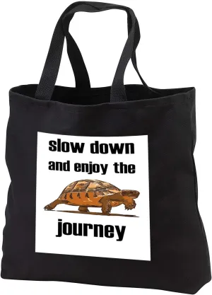 3dRose Slow down and enjoy the journey inspirational text with tortoise - Tote Bags (tb_338102)