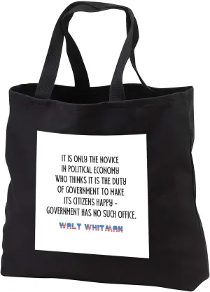 3dRose Walt Whitman quote. It is only the novice in political economy - Tote Bags (tb_344511)