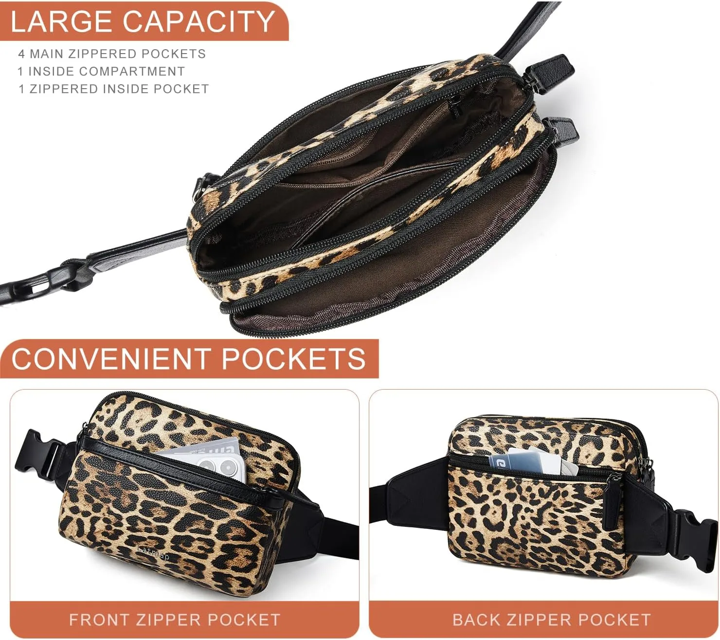 3L Fanny Packs Belt Bag for Women Small Everywhere Crossbody Bag Waist Bag Faux Leather Sling Chest Bag Purse
