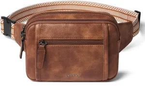 3L TRIPLE ZIP Fanny Packs Belt Bag For Women Men Crossbody Waist Pack Sling Chest Bum Travel Bag Purse Faux Leather Fashion Cute Brown