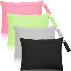 4 Pieces Wet Dry Bag for Baby Cloth Diapers Wet Diaper Bag Washable Travel Bags Reusable with 2 Pockets for Pool Yoga Gym Travel Beach Swimwear Clothes