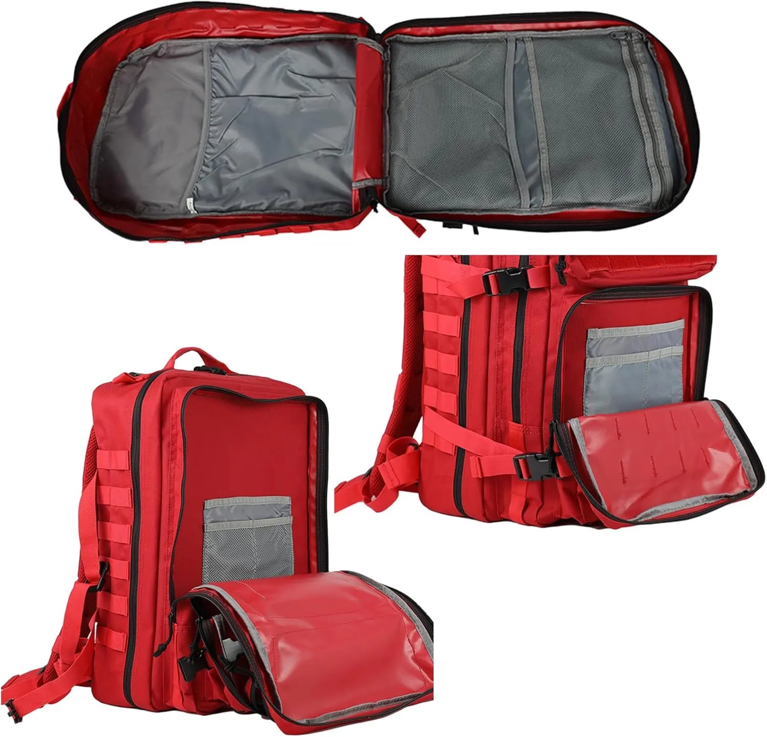 45L Tactical Backpack for Men & Women,Military Molle Rucksack with 900D Fabric,3-Day Bug Out Bag,Hiking Trekking Gym Emergency Survival Backpack(45L red)